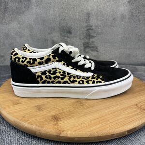 Vans Old Skool Shoes Womens Size 5.5 Leopard Print Black White Skate Sneakers